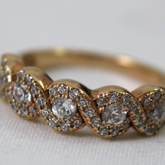 Sterling Silver Rose Gold Plated & Cubic Zirconia Fashion Ring - Size 8 - Picture 9 of 10